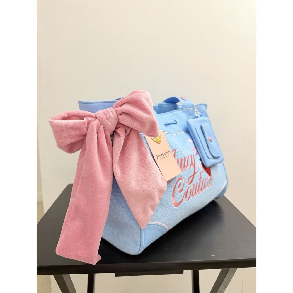 Juicy Couture Retro Strawberry Daydreamer Tote Blue Gleam New - Picture 5 of 9